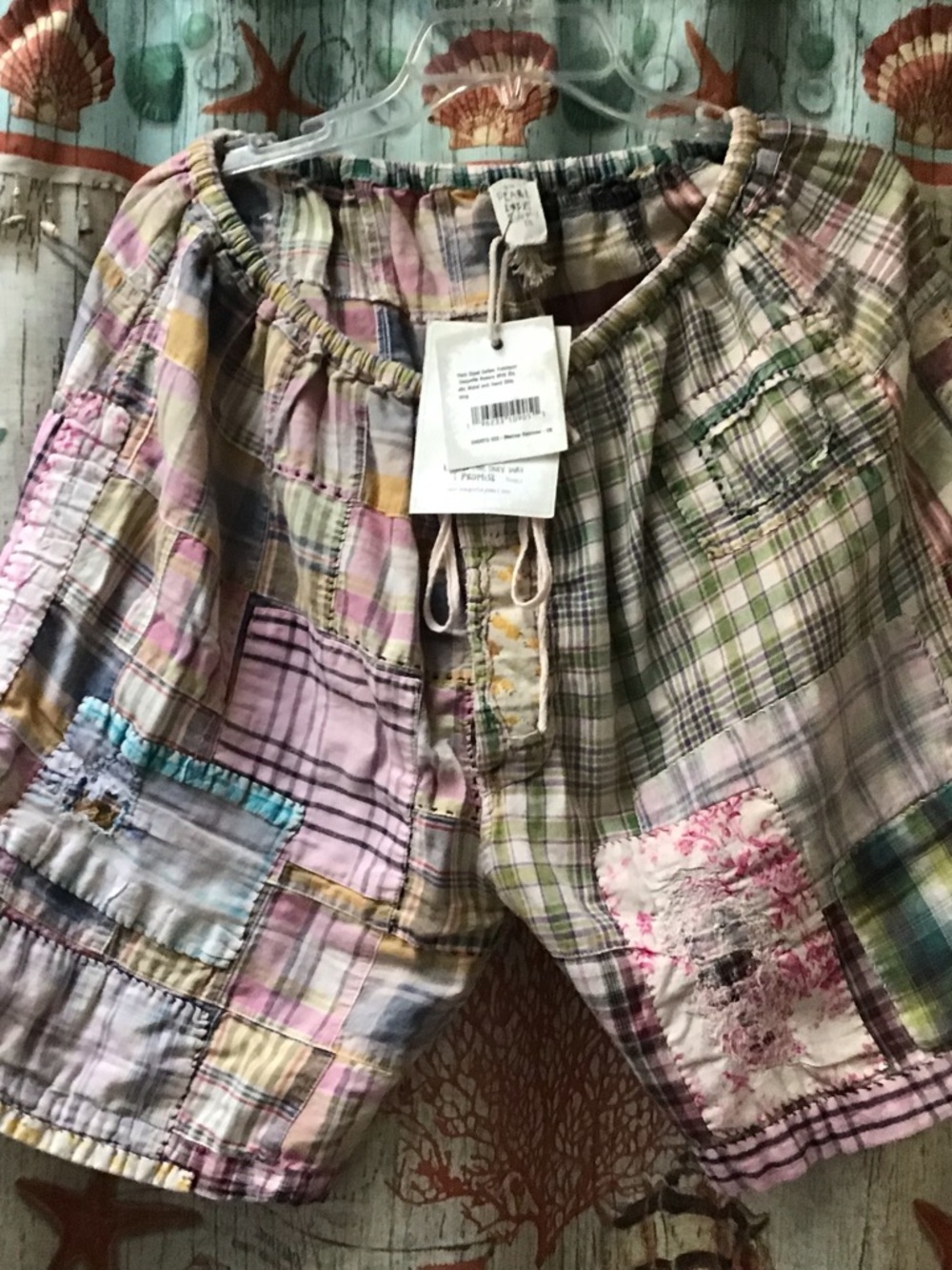 Magnolia Pearl Pastel Patchwork Shorts in Pink, Green, Cream, Blue